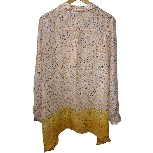 Zac & Rachel Women XL Button Tunic Blouse Ombre Long Sleeve Leopard Coastalgrand - Picture 2 of 6